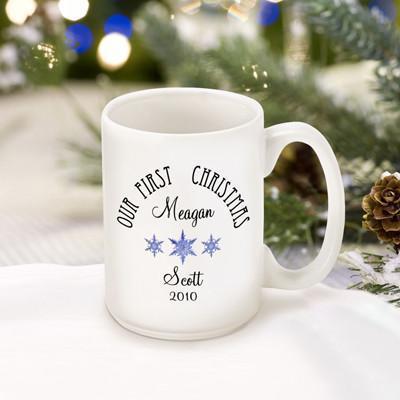 Personalized Coffee Mugs, Our First Xmas Mug, Customized Hot Cold