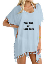 Load image into Gallery viewer, Custom Personalized Designed Women's Chiffon Tassel Beachwear Bikini Swimsuit Cover up