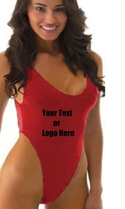 Custom Personalized Designed Sexy Backless Thong One Piece Bathing Swim Suit