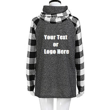 画像をギャラリービューアに読み込む, Custom Personalized Design Your Own Turtleneck Cowl Neck Plaid Patchwork Pullover Long Sleeve Sweatshirt Cotton Tonic Tops