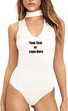 画像をギャラリービューアに読み込む, Custom Personalized Designed Womens Sexy Strappy Deep V Neck Cut Out Bodysuit | DG Custom Graphics