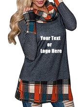 画像をギャラリービューアに読み込む, Custom Personalized Design Your Own Turtleneck Cowl Neck Plaid Patchwork Pullover Long Sleeve Sweatshirt Cotton Tonic Tops