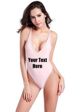 Load image into Gallery viewer, Custom Personalized Designed Women's High Cut One Piece Backless Thong Brazilian Bikini Swimsuits