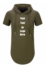 画像をギャラリービューアに読み込む, Custom Personalized Design Your Own Hipster Hip Hop Short Sleeve Longline Pullover Hoodie Shirt