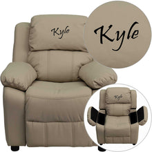 Cargar imagen en el visor de la galería, Custom Designed Kids Recliner with Storage Arms and Headrest With Your Personalized Name | DG Custom Graphics