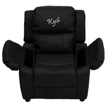 Cargar imagen en el visor de la galería, Custom Designed Kids Recliner with Storage Arms and Headrest With Your Personalized Name | DG Custom Graphics