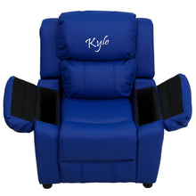 Cargar imagen en el visor de la galería, Custom Designed Kids Recliner with Storage Arms and Headrest With Your Personalized Name | DG Custom Graphics