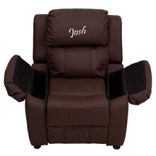 Cargar imagen en el visor de la galería, Custom Designed Kids Recliner with Storage Arms and Headrest With Your Personalized Name | DG Custom Graphics