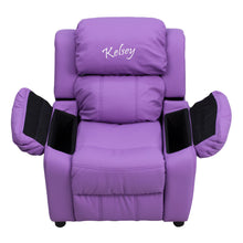 Cargar imagen en el visor de la galería, Custom Designed Kids Recliner with Storage Arms and Headrest With Your Personalized Name | DG Custom Graphics