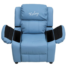 Cargar imagen en el visor de la galería, Custom Designed Kids Recliner with Storage Arms and Headrest With Your Personalized Name | DG Custom Graphics