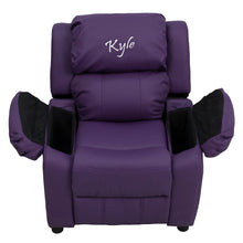 Cargar imagen en el visor de la galería, Custom Designed Kids Recliner with Storage Arms and Headrest With Your Personalized Name | DG Custom Graphics