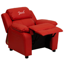 Cargar imagen en el visor de la galería, Custom Designed Kids Recliner with Storage Arms and Headrest With Your Personalized Name | DG Custom Graphics
