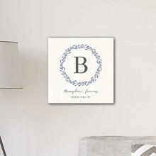 Cargar imagen en el visor de la galería, Personalized Family Initial Wreath & Vine 18" x 18" Canvas Signs | JDS