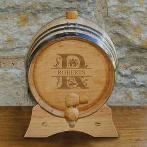 Personalized Whiskey Barrel - Monogrammed Oak Barrel - 2 Liter | JDS