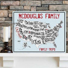 画像をギャラリービューアに読み込む, Personalized Family Signs - Travel Map - Canvas Sign | JDS