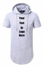 画像をギャラリービューアに読み込む, Custom Personalized Design Your Own Hipster Hip Hop Short Sleeve Longline Pullover Hoodie Shirt