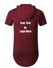 画像をギャラリービューアに読み込む, Custom Personalized Design Your Own Hipster Hip Hop Short Sleeve Longline Pullover Hoodie Shirt