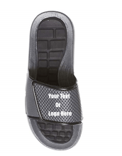 Load image into Gallery viewer, Custom designed girl & boys (kids) athletic slides with your personal or business logo.