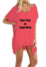 Load image into Gallery viewer, Custom Personalized Designed Women's Chiffon Tassel Beachwear Bikini Swimsuit Cover up
