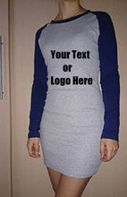 Cargar imagen en el visor de la galería, Custom Personalized Designed Women's Color Block Long Sleeve Bodycon Tshirt Dress