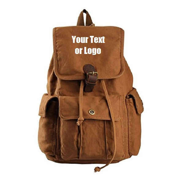 canvas backpacks with custom leather logo Custom Personalized Canvas Backpack 28 Liter Great For School Or Colle – DG  Custom Graphics
