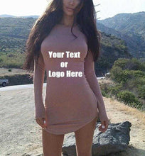 Cargar imagen en el visor de la galería, Custom Personalized Designed Womens Long Sleeve Soft Lining Bodycon T-shirt Mini Dress