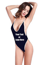 Load image into Gallery viewer, Custom Personalized Designed Women's High Cut One Piece Backless Thong Brazilian Bikini Swimsuits