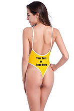 Load image into Gallery viewer, Custom Personalized Designed Women's High Cut One Piece Backless Thong Brazilian Bikini Swimsuits