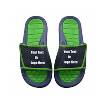 Load image into Gallery viewer, Custom designed girl & boys (kids) athletic slides with your personal or business logo.