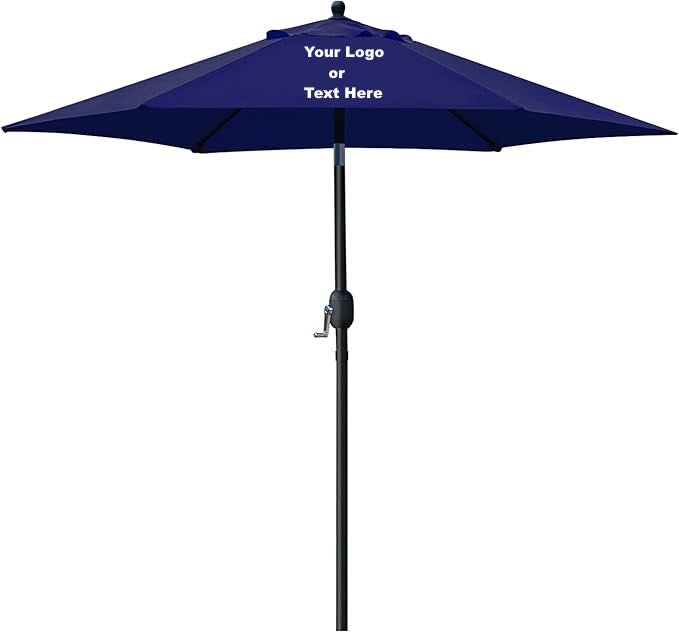 aluminum patio umbrella pole 7.5ft Patio Outdoor Table Market Yard Umbrella with Push Button Tilt/Crank, 6 Sturdy Ribs