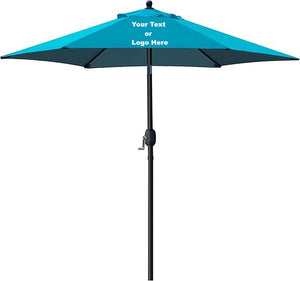 Custom Personalized Sturdy 7.5 ft Shade Vented Patio Umbrella Aluminum Poles with Polyester Canopy Portable for Beach Outdoor UV Protection