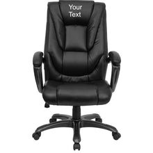 Cargar imagen en el visor de la galería, Custom Designed Oma High Back Executive Swivel Ergonomic Office Chair with Smoke Metal Base and Arms Personalized Name &amp; Graphic