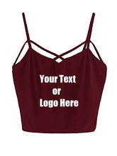 Load image into Gallery viewer, Custom Personalized Designed Spaghetti Strap Crop Top Criss Cross Camisole Tank Top