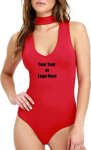 Custom Personalized Designed Womens Sexy Strappy Deep V Neck Cut Out Bodysuit | DG Custom Graphics