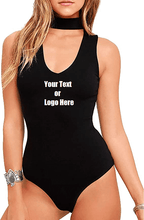 Load image into Gallery viewer, Custom Personalized Designed Womens Sexy Strappy Deep V Neck Cut Out Bodysuit | DG Custom Graphics