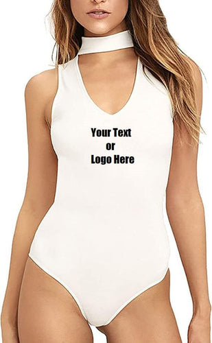 Custom Personalized Designed Womens Sexy Strappy Deep V Neck Cut Out Bodysuit | DG Custom Graphics