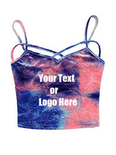 Load image into Gallery viewer, Custom Personalized Designed Spaghetti Strap Crop Top Criss Cross Camisole Tank Top