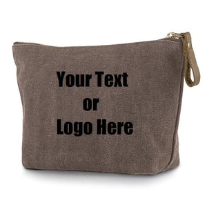 Custom Personalized Cotton Canvas Makeup Bag Pouch Purse Handbag with Zipper
