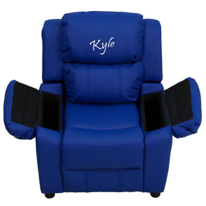Custom Designed Kids Recliner with Storage Arms and Headrest With Your Personalized Name | DG Custom Graphics