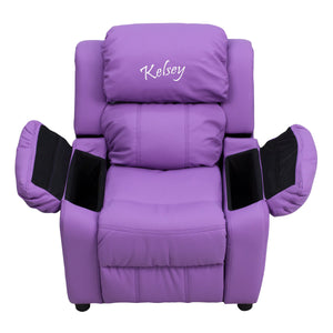 Custom Designed Kids Recliner with Storage Arms and Headrest With Your Personalized Name | DG Custom Graphics