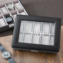 Load image into Gallery viewer, Personalized Watch Box - Leather - Black - Monogrammed | JDS