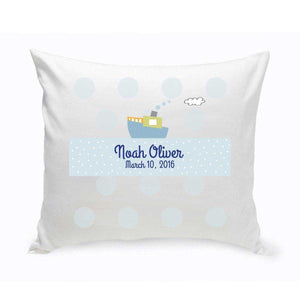 Personalized Boys Boat Baby Nursery Throw Pillow