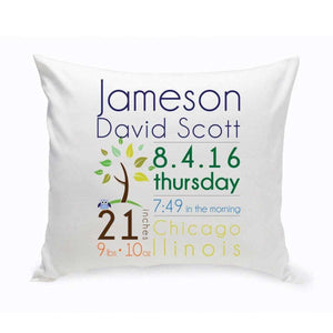 Personalized Baby Boy Birth Announcement Throw Pillow | JDS