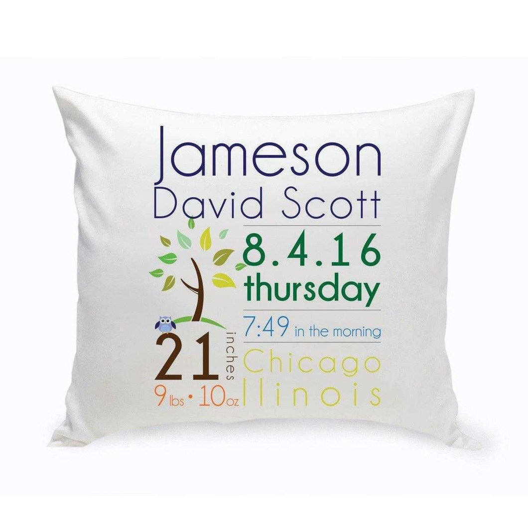 Personalized Baby Boy Birth Announcement Throw Pillow | JDS