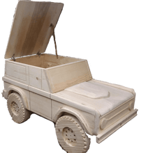Load image into Gallery viewer, Custom Carved Wooden Bronco Toy Box / Personalized License Plate with Childs Name