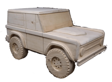 Load image into Gallery viewer, Custom Carved Wooden Bronco Toy Box / Personalized License Plate with Childs Name