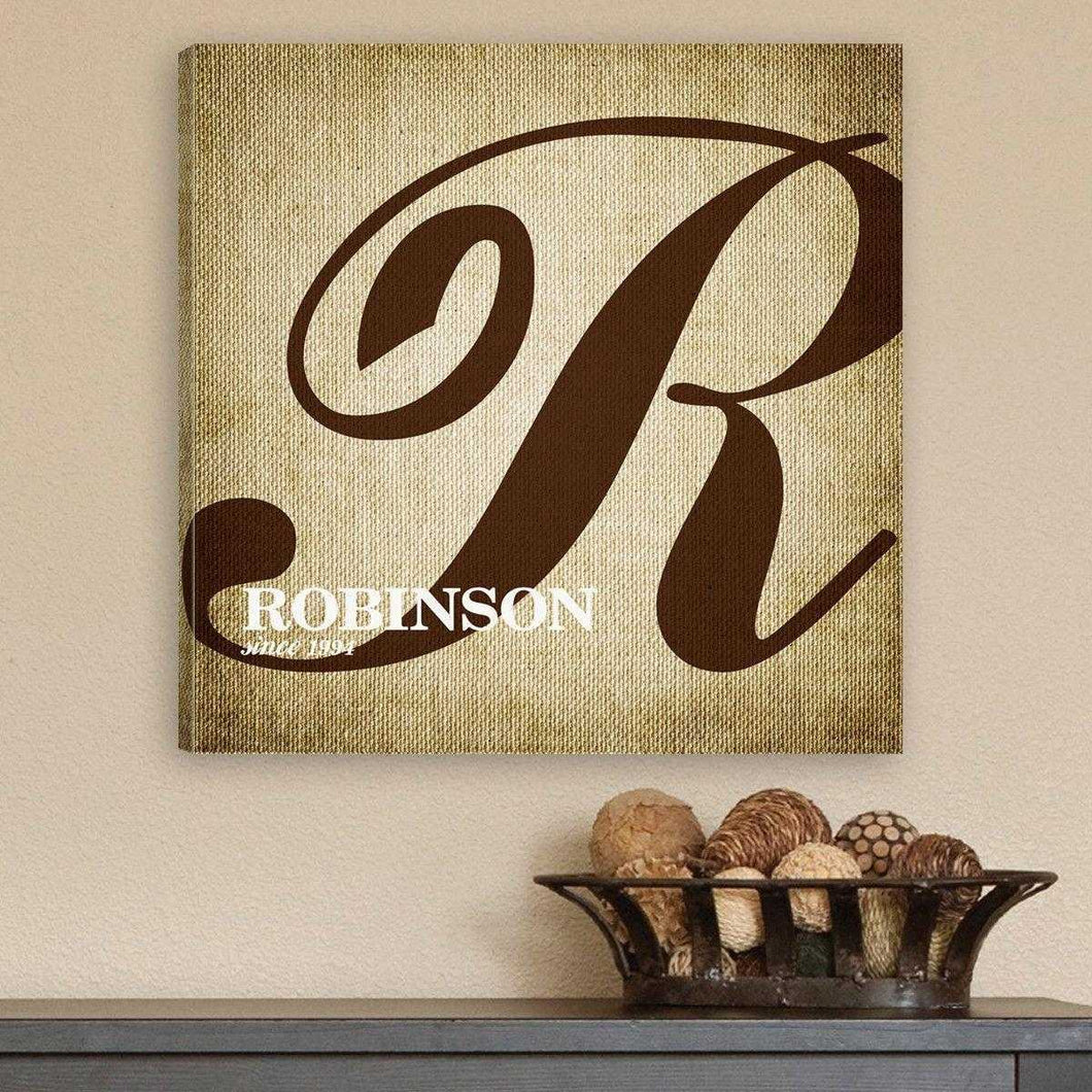 Personalized Sign - Family Initial - Canvas Sign | JDS