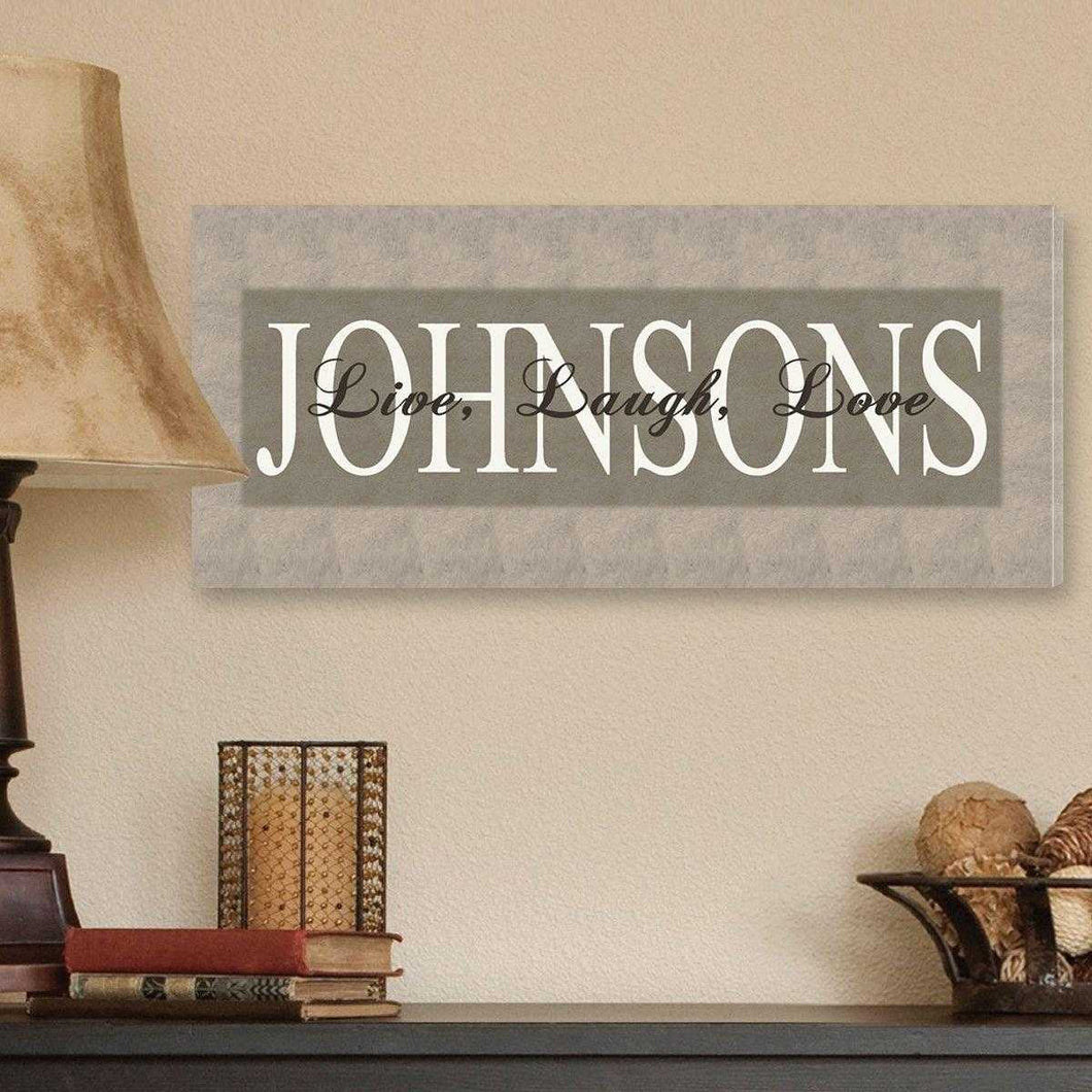 Personalized Canvas Sign - Bold Grey Live, Laugh, Love | JDS
