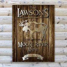 Load image into Gallery viewer, Personalized Rustic Wood Cabin Canvas Sign