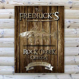 Personalized Rustic Wood Cabin Canvas Sign | JDS